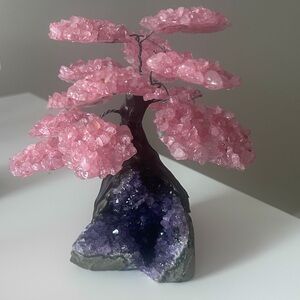 Amethyst rose quartz crystal tree